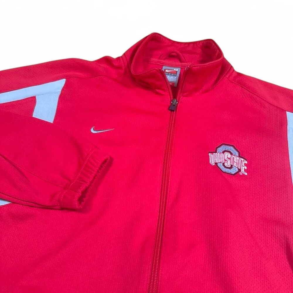Nike Team Fit Dry Ohio State Buckeyes Red Full-Zip Track Warm Up Jacket Men's M